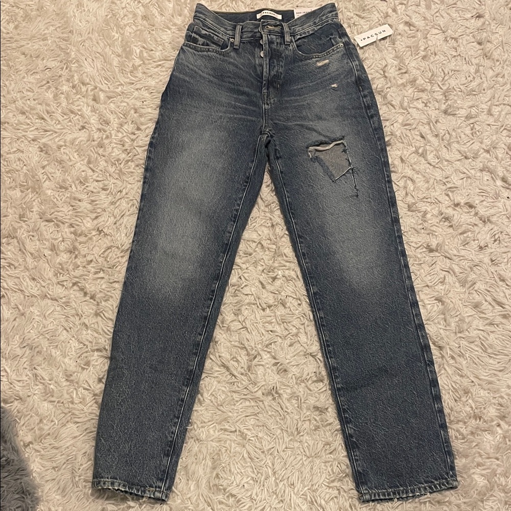 PacSun Women's Straight Leg Distressed Gray Jeans